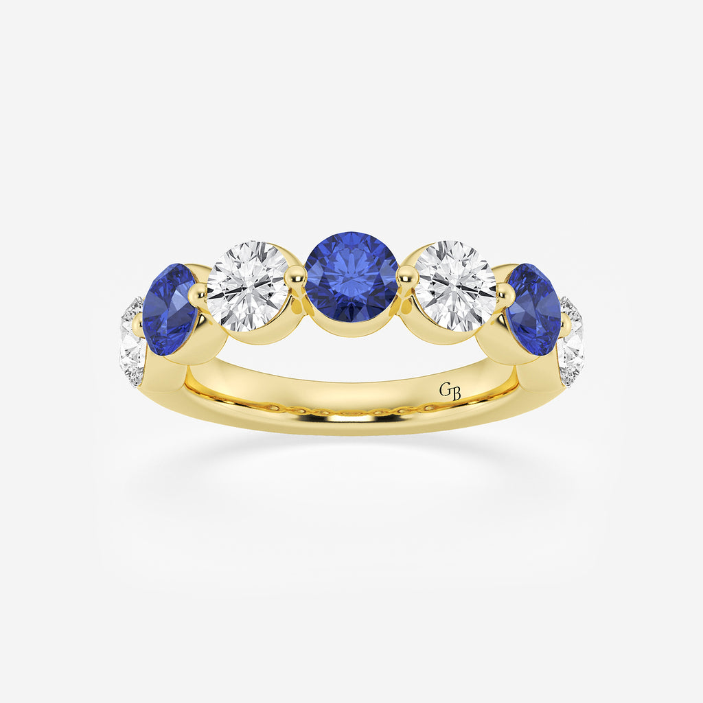 GWA196 - product video for 4.7 mm Round Cut Sapphire and 1 7/8 ctw Round Lab Grown Diamond Anniversary Band