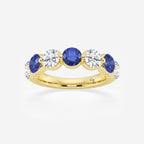 GWA196 - product video for 4.7 mm Round Cut Sapphire and 1 7/8 ctw Round Lab Grown Diamond Anniversary Band