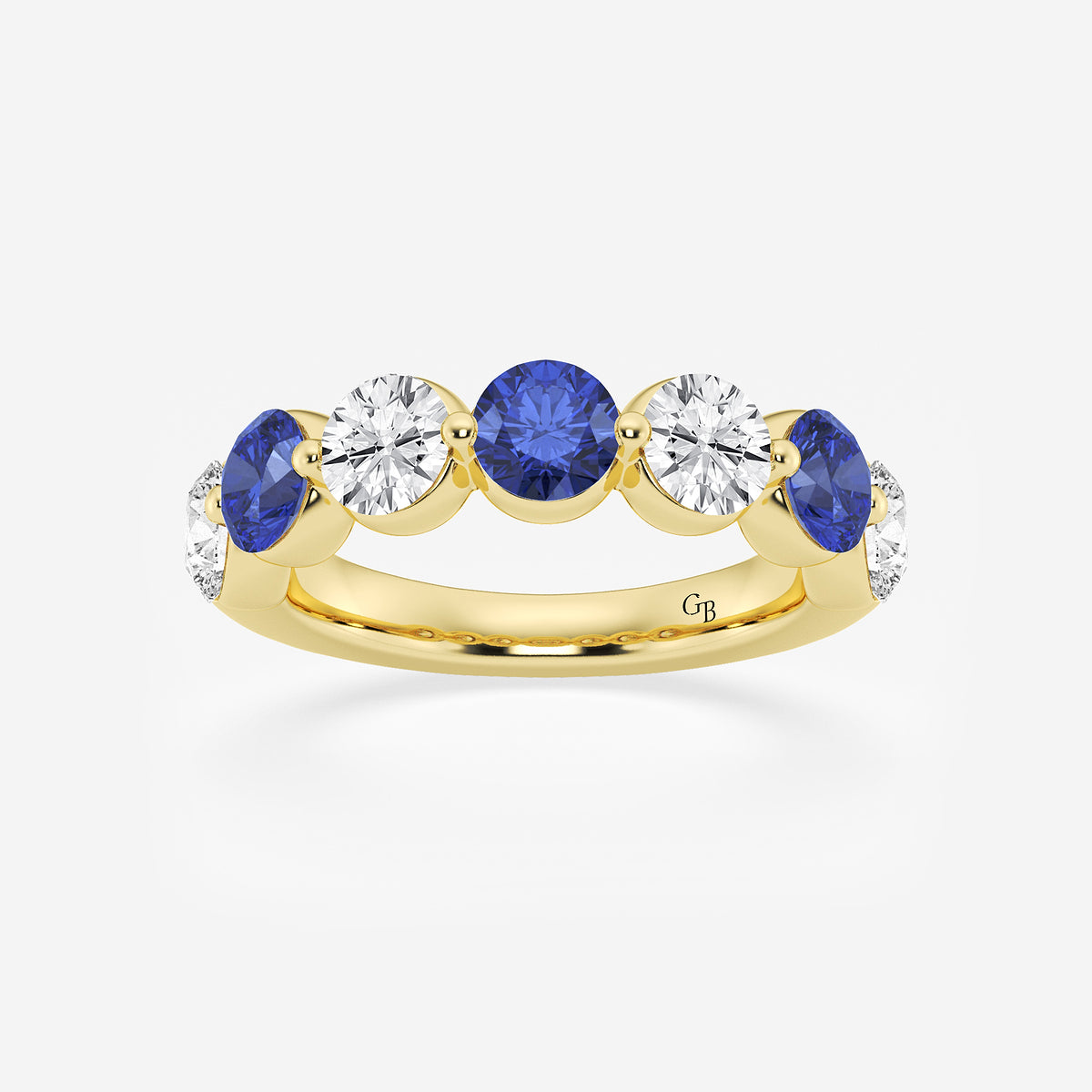 GWA196 - product video for 4.7 mm Round Cut Sapphire and 1 7/8 ctw Round Lab Grown Diamond Anniversary Band