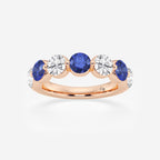 GWA196 - 4.7 mm Round Cut Sapphire and 1 7/8 ctw Round Lab Grown Diamond Anniversary Band
