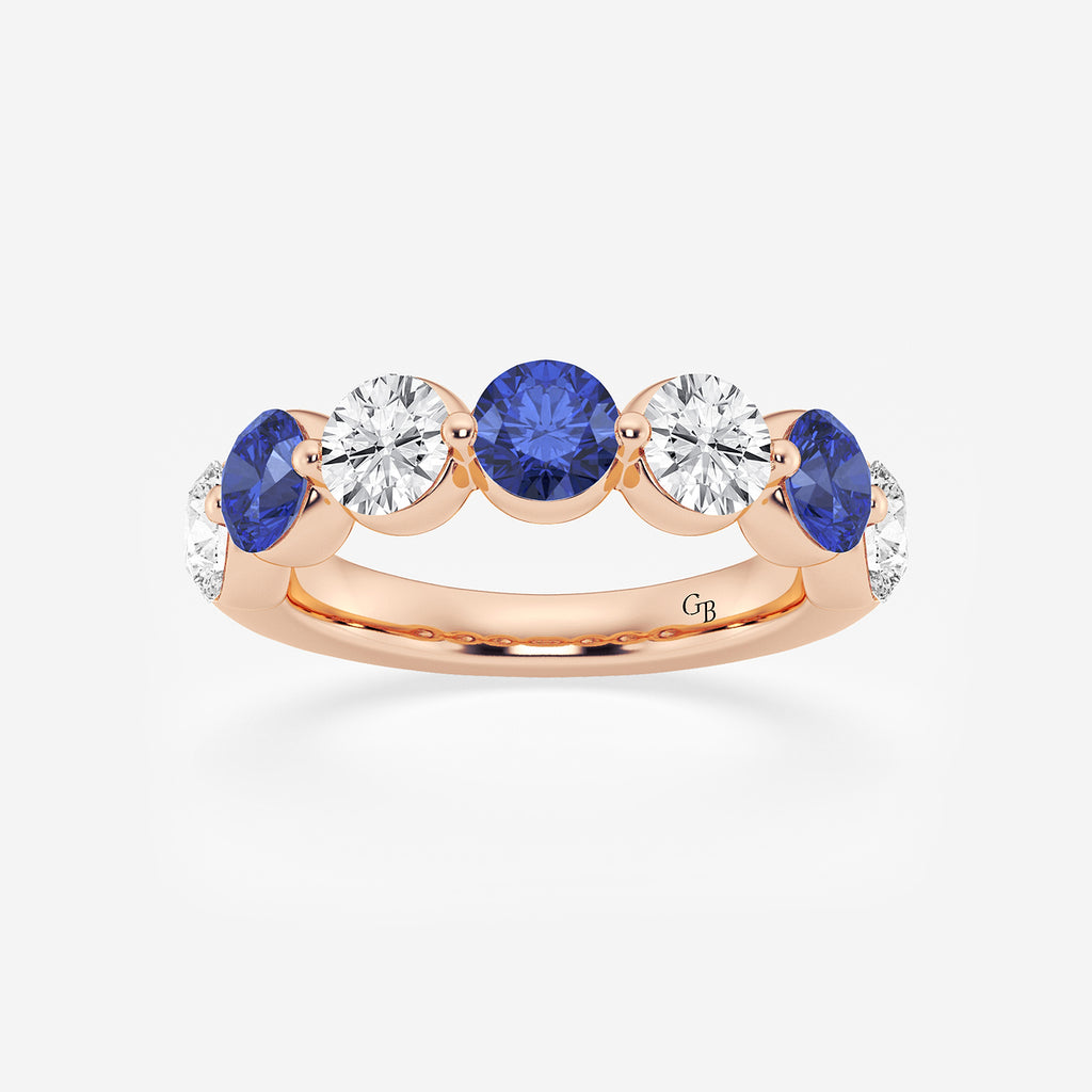 GWA196 - product video for 4.7 mm Round Cut Sapphire and 1 7/8 ctw Round Lab Grown Diamond Anniversary Band