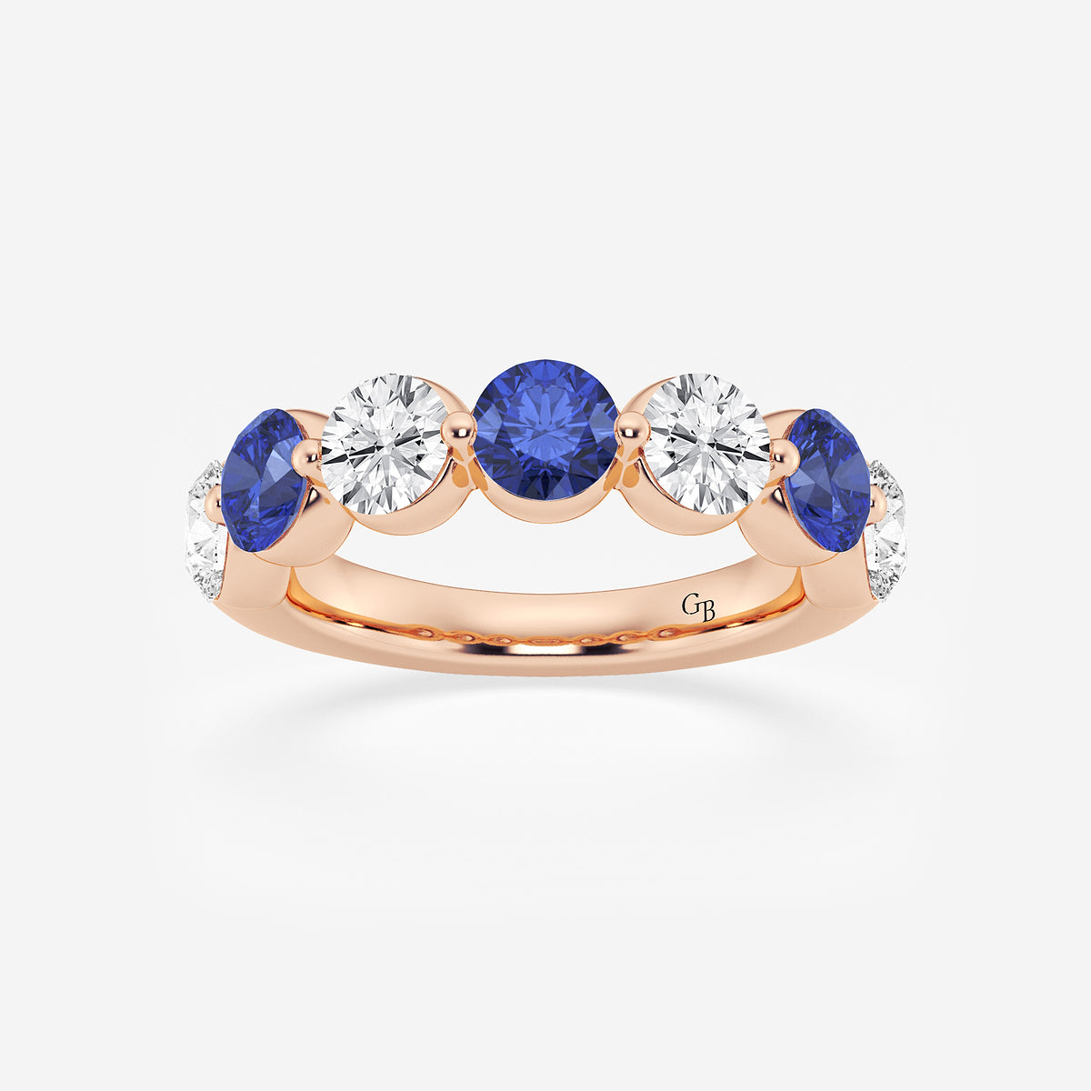 GWA196 - product video for 4.7 mm Round Cut Sapphire and 1 7/8 ctw Round Lab Grown Diamond Anniversary Band