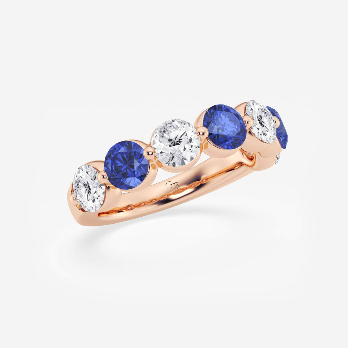 GWA196 - Additional Image 1 for  4.7 mm Round Cut Sapphire and 1 7/8 ctw Round Lab Grown Diamond Anniversary Band