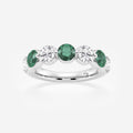 GWA196 - 4.7 mm Round Cut Emerald and 1 7/8 ctw Round Lab Grown Diamond Anniversary Band