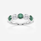 GWA196 - 4.7 mm Round Cut Emerald and 1 7/8 ctw Round Lab Grown Diamond Anniversary Band