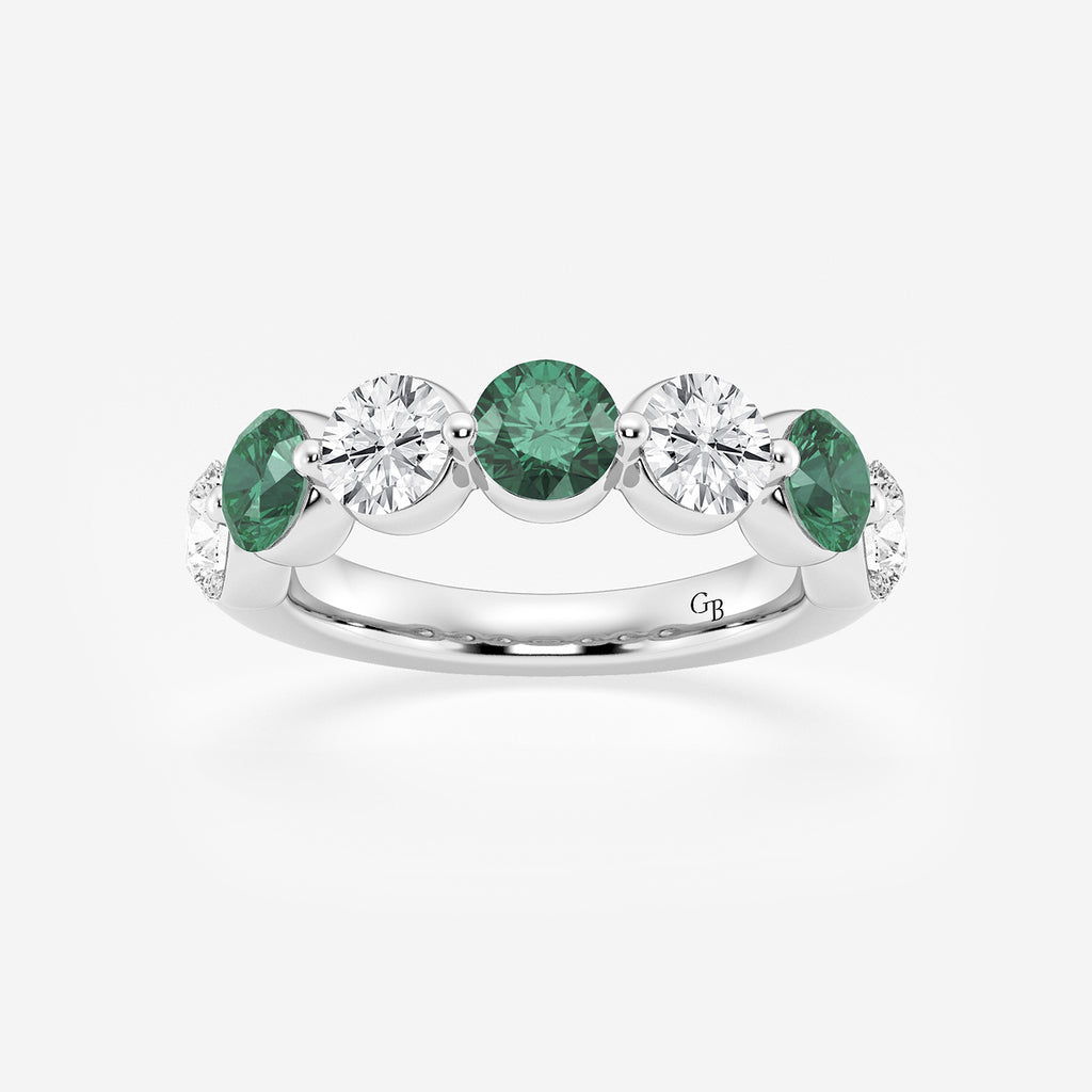 GWA196 - product video for 4.7 mm Round Cut Emerald and 1 7/8 ctw Round Lab Grown Diamond Anniversary Band