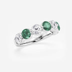 GWA196 - Additional Image 1 for  4.7 mm Round Cut Emerald and 1 7/8 ctw Round Lab Grown Diamond Anniversary Band