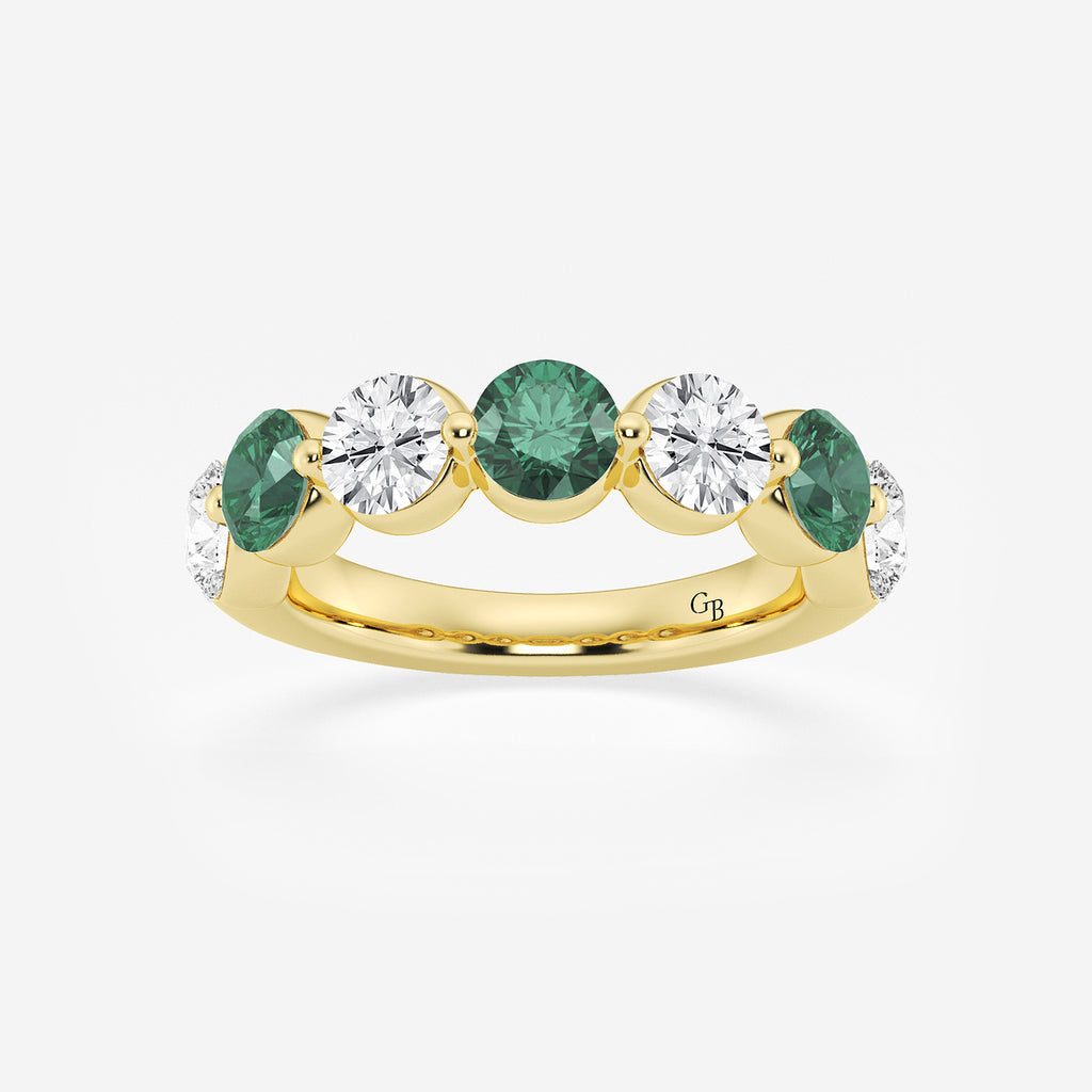 GWA196 - product video for 4.7 mm Round Cut Emerald and 1 7/8 ctw Round Lab Grown Diamond Anniversary Band