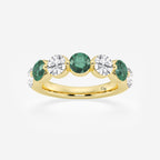 GWA196 - product video for 4.7 mm Round Cut Emerald and 1 7/8 ctw Round Lab Grown Diamond Anniversary Band