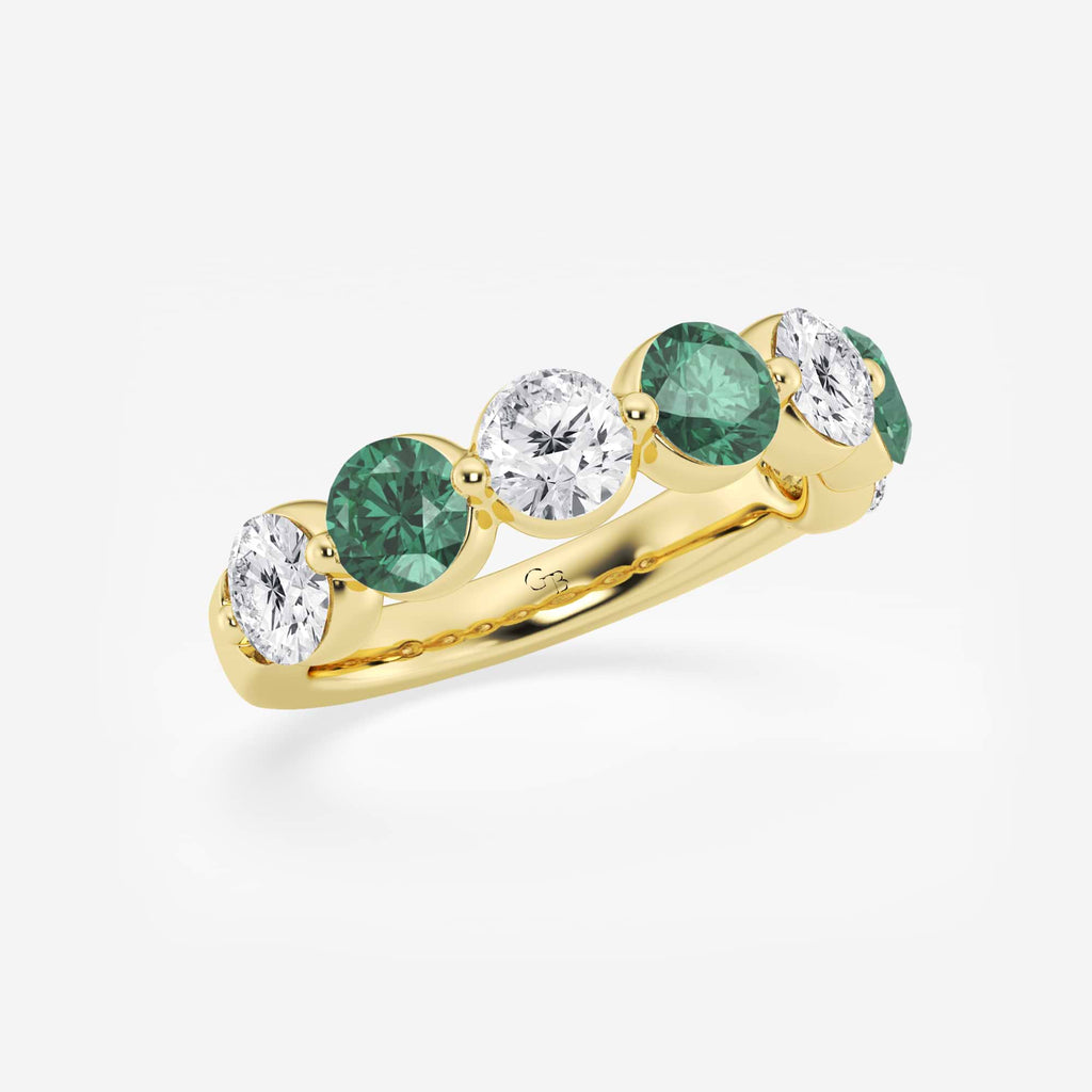 GWA196 - Additional Image 1 for  4.7 mm Round Cut Emerald and 1 7/8 ctw Round Lab Grown Diamond Anniversary Band