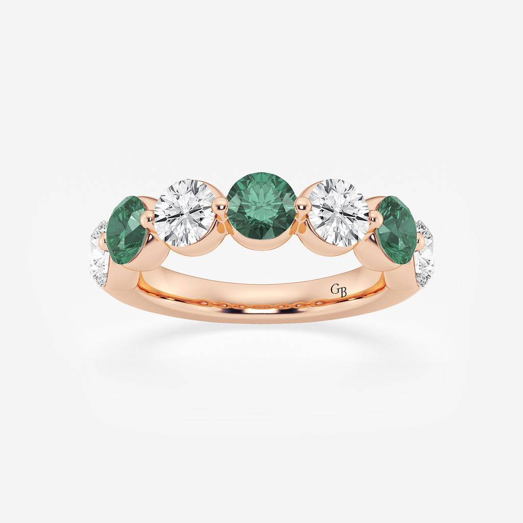 GWA196 - product video for 4.7 mm Round Cut Emerald and 1 7/8 ctw Round Lab Grown Diamond Anniversary Band