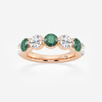 GWA196 - product video for 4.7 mm Round Cut Emerald and 1 7/8 ctw Round Lab Grown Diamond Anniversary Band
