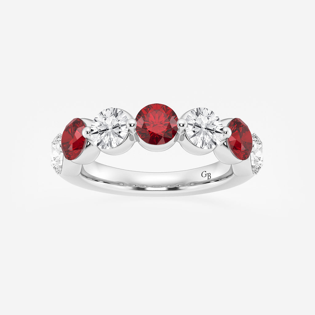 GWA196 - product video for 4.7 mm Round Cut Ruby and 1 7/8 ctw Round Lab Grown Diamond Anniversary Band