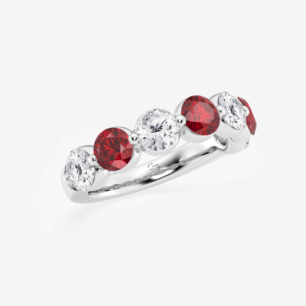 GWA196 - Additional Image 1 for  4.7 mm Round Cut Ruby and 1 7/8 ctw Round Lab Grown Diamond Anniversary Band
