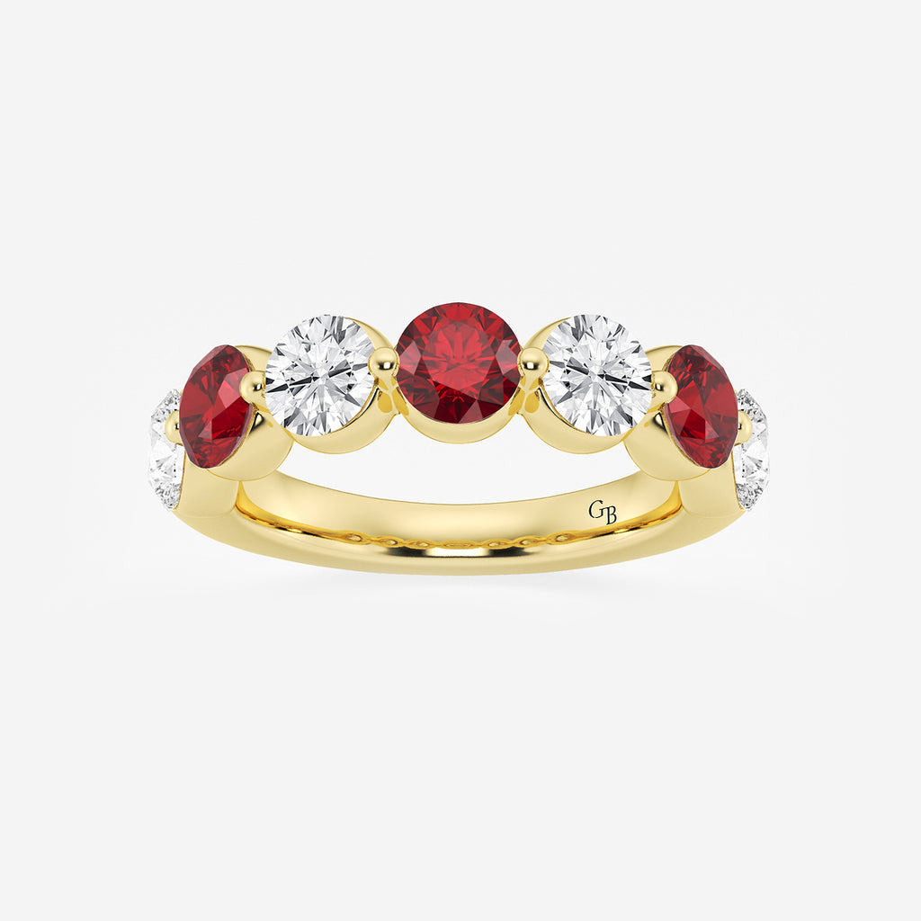 GWA196 - product video for 4.7 mm Round Cut Ruby and 1 7/8 ctw Round Lab Grown Diamond Anniversary Band