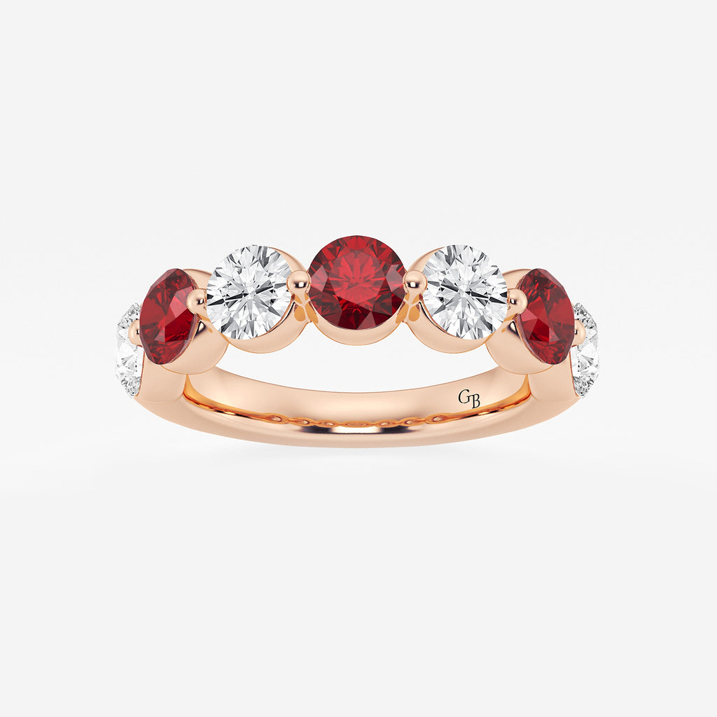 GWA196 - product video for 4.7 mm Round Cut Ruby and 1 7/8 ctw Round Lab Grown Diamond Anniversary Band