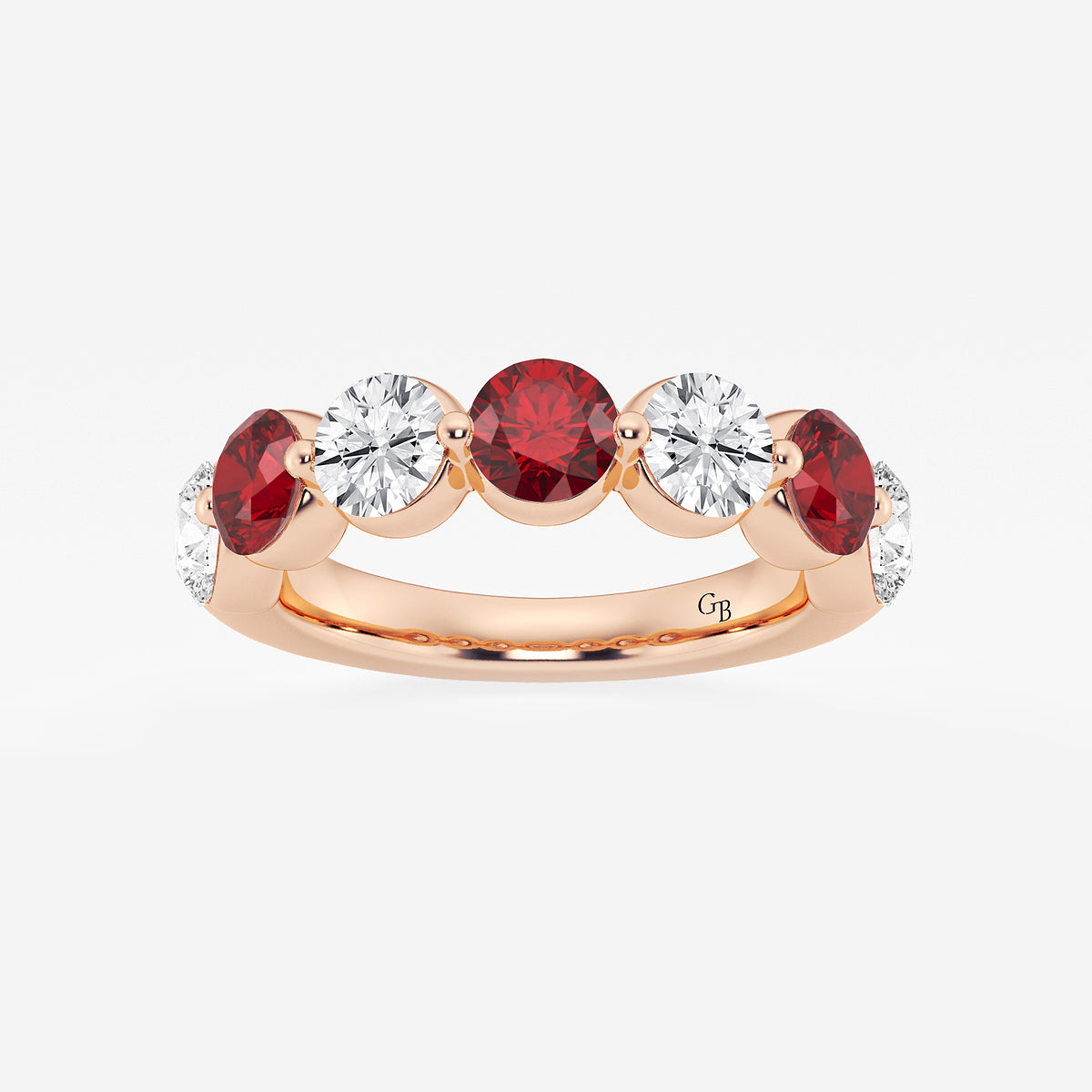 GWA196 - product video for 4.7 mm Round Cut Ruby and 1 7/8 ctw Round Lab Grown Diamond Anniversary Band