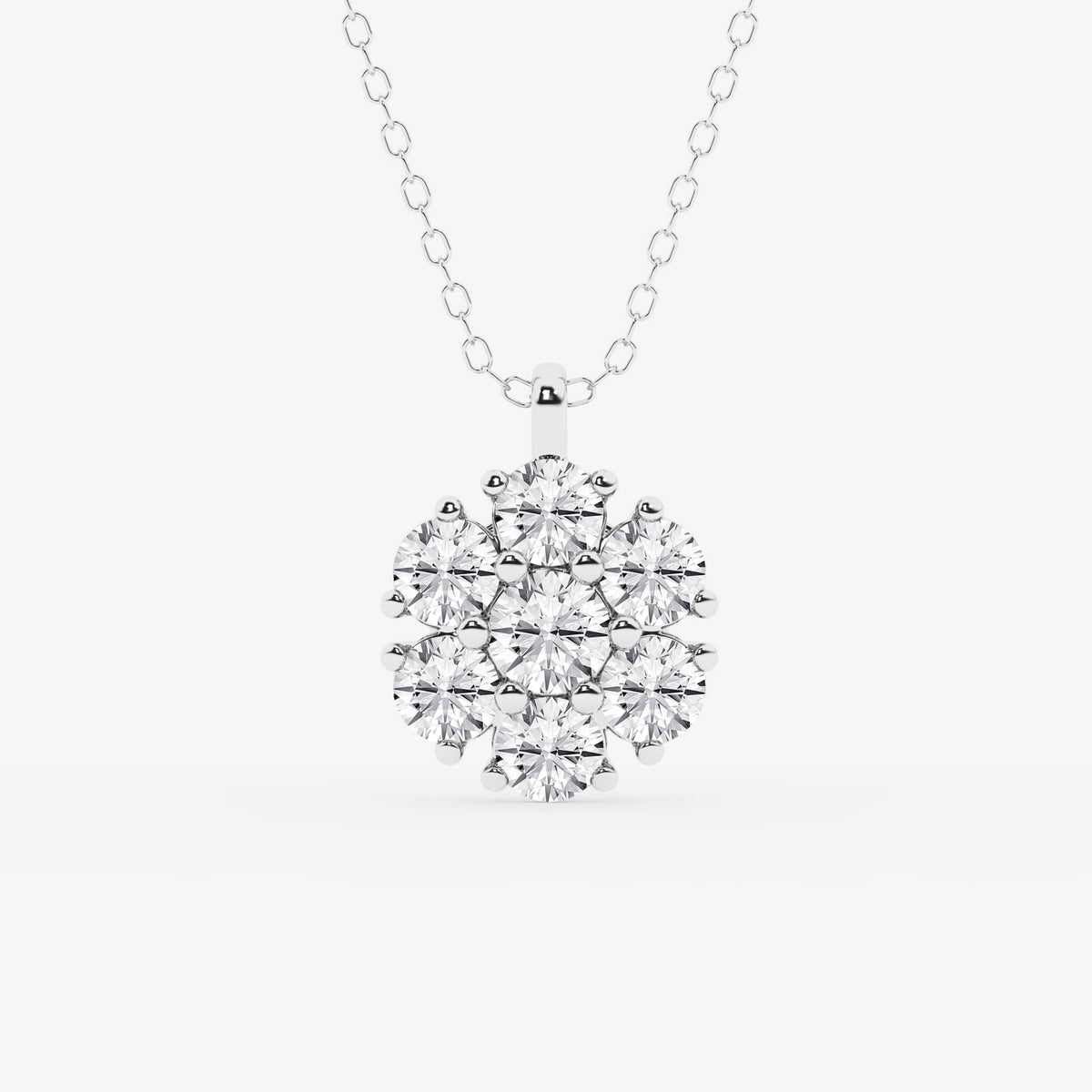 Pingente de declaração de cluster floral de diamante redondo cultivado em laboratório | GBP058 | 9698cd128d45