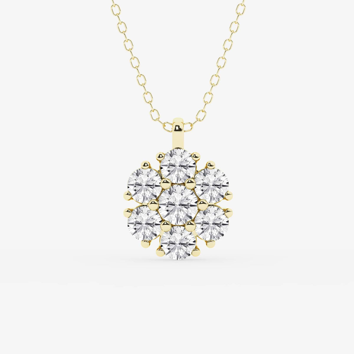 Pingente de declaração de cluster floral de diamante redondo cultivado em laboratório | GBP058 | f79df5b30f84