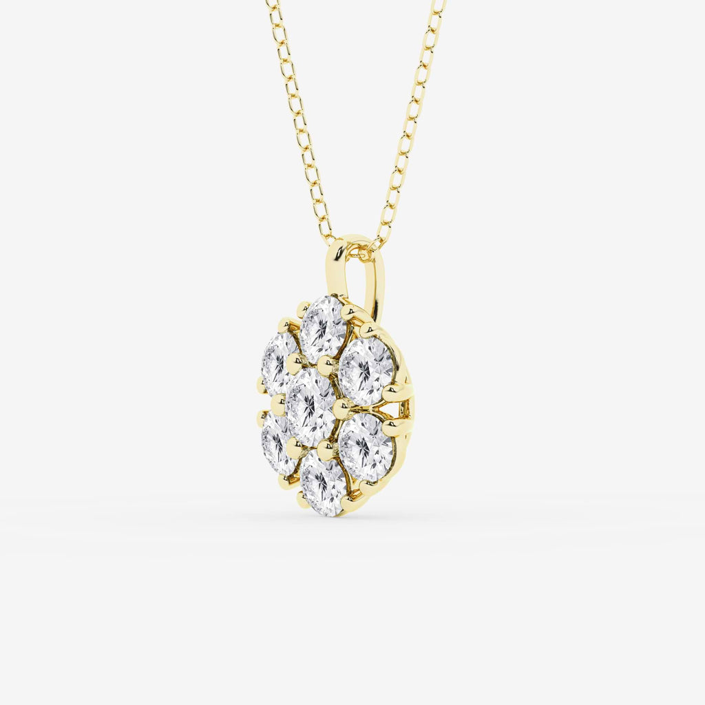 Rund labb odlad diamant blommig kluster uttalande hänge | GBP058 | 02a717810325