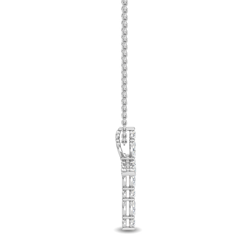 Floating Marquise and Round Lab Grown Diamond Cross Necklace (1/5ctw) — MET-WN-0034 — source LGPCR0022-3.jpg