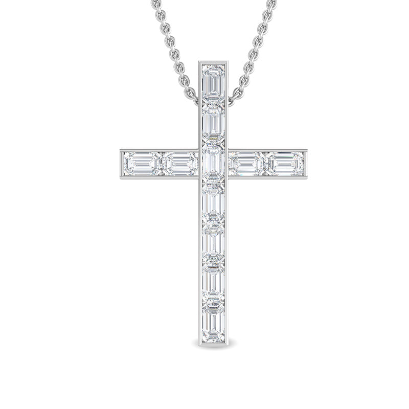 Modern Emerald Cut Lab Grown Diamond Cross Necklace (5/8ctw) — MET-WN-0038 — source LGPCR0024-1.jpg