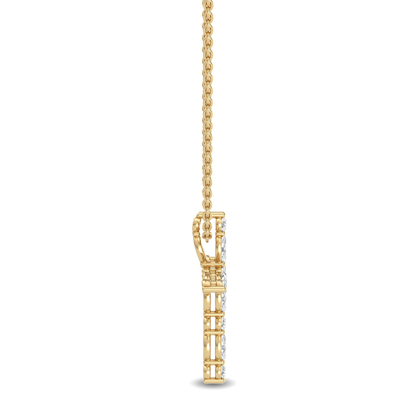 Floating Marquise and Round Lab Grown Diamond Cross Necklace (1/5ctw) — MET-WN-0034 — source LGPCR0025-3.jpg