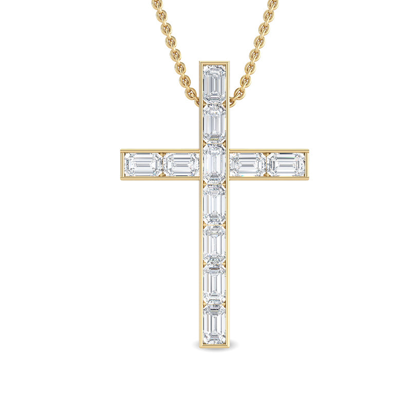 Modern Emerald Cut Lab Grown Diamond Cross Necklace (5/8ctw) — MET-WN-0038 — source LGPCR0027-1.jpg