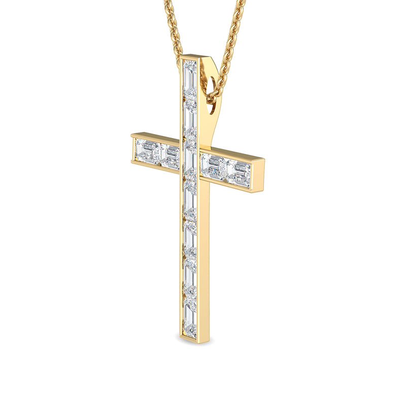 Modern Emerald Cut Lab Grown Diamond Cross Necklace (5/8ctw) — MET-WN-0038 — source LGPCR0027-2.jpg