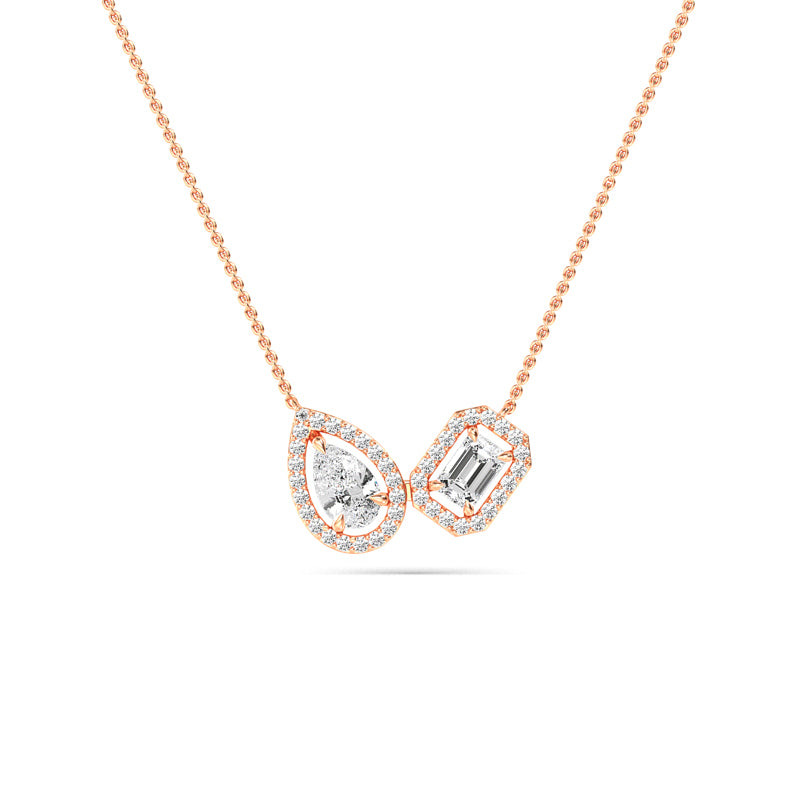 Toi et Moi Pear and Emerald Cut Lab Grown Diamond Halo Necklace (1-3/8ctw) — MET-WN-0047 — source LGRFN0012-1.jpg