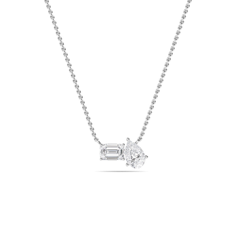 Linear Toi et Moi Pear and Emerald Cut Lab Grown Diamond Necklace (1ctw) — MET-WN-0037 — source LGWFN0057-1.jpg