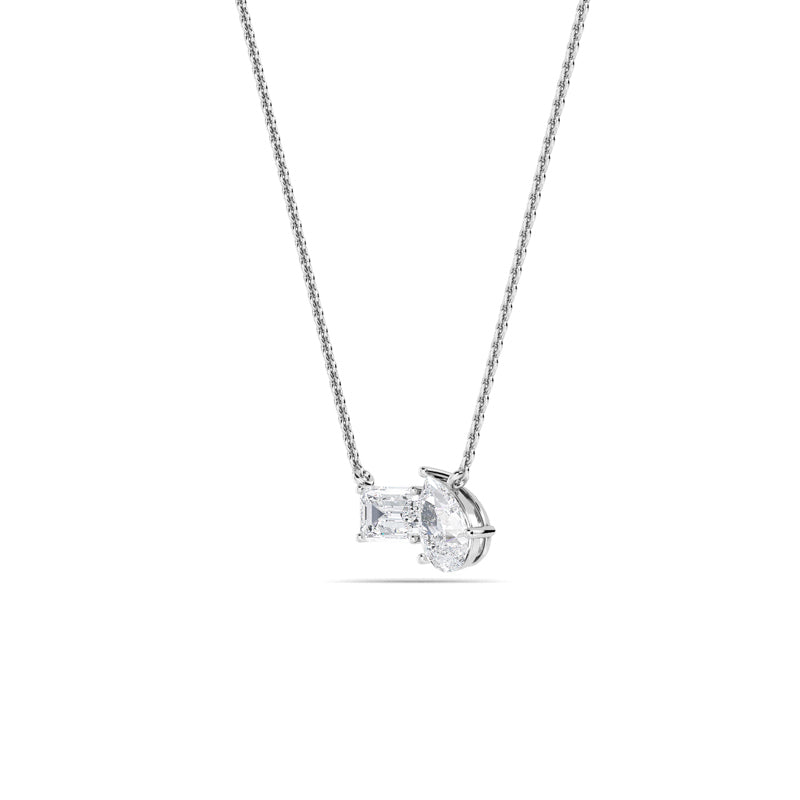 Linear Toi et Moi Pear and Emerald Cut Lab Grown Diamond Necklace (1ctw) — MET-WN-0037 — source LGWFN0057-2.jpg
