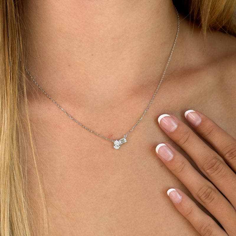 Linear Toi et Moi Pear and Emerald Cut Lab Grown Diamond Necklace (1ctw) — MET-WN-0037 — source LGWFN0057-neck.jpg