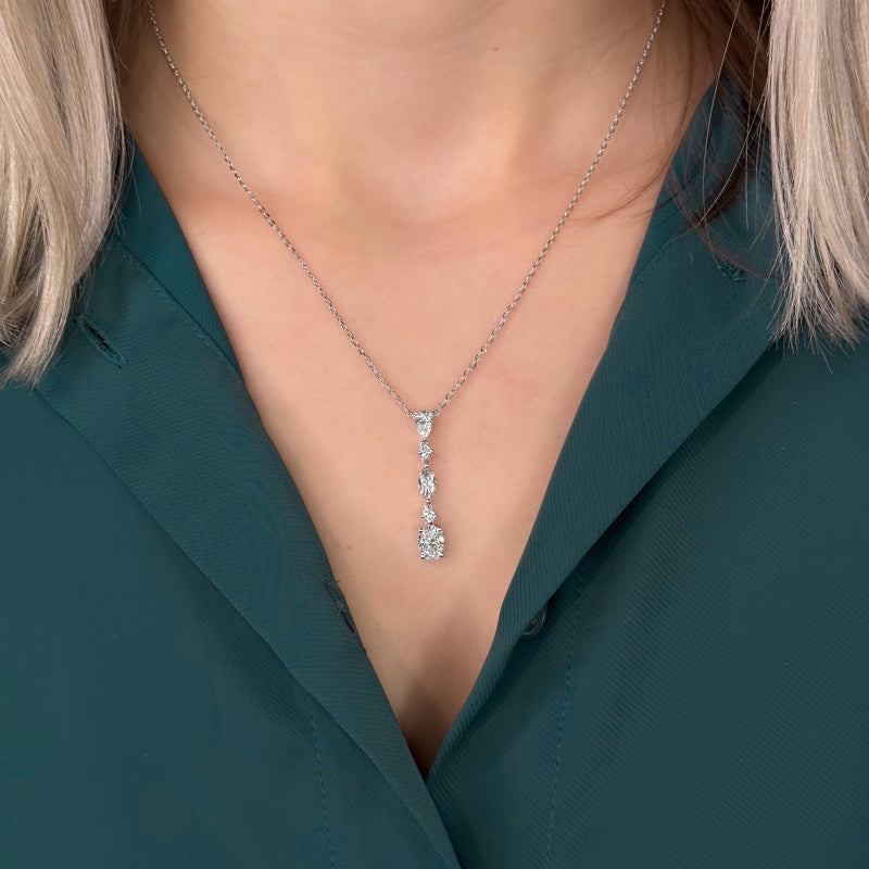 Multi Shape Lab Grown Diamond Drop Necklace (1-5/8ctw) — MET-WN-0039 — source LGWFN0058-neck.jpg