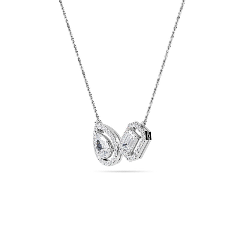 Toi et Moi Pear and Emerald Cut Lab Grown Diamond Halo Necklace (1-3/8ctw) — MET-WN-0047 — source LGWFN0060-2.jpg