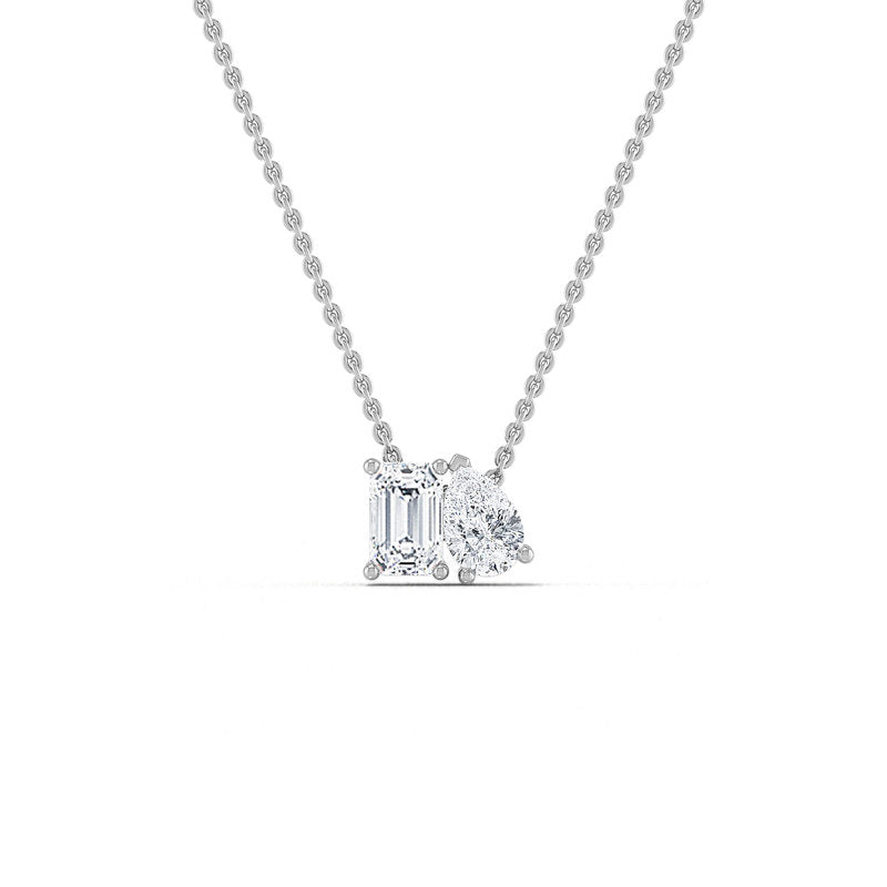 Toi et Moi Pear and Emerald Cut Lab Grown Diamond Necklace (3/4ctw) — MET-WN-0046 — source LGWFN0061-1.jpg