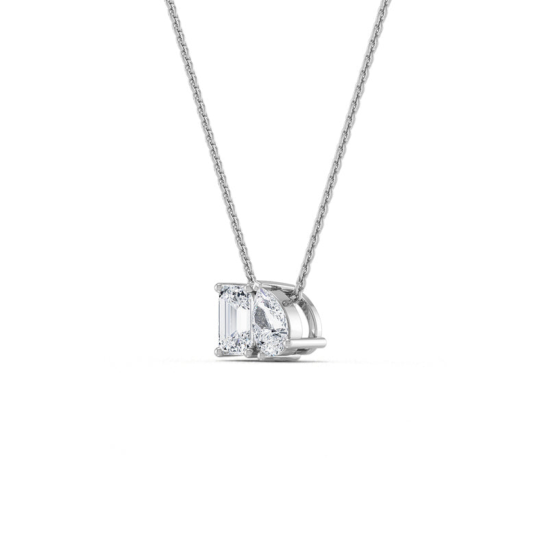 Toi et Moi Pear and Emerald Cut Lab Grown Diamond Necklace (3/4ctw) — MET-WN-0046 — source LGWFN0061-2.jpg