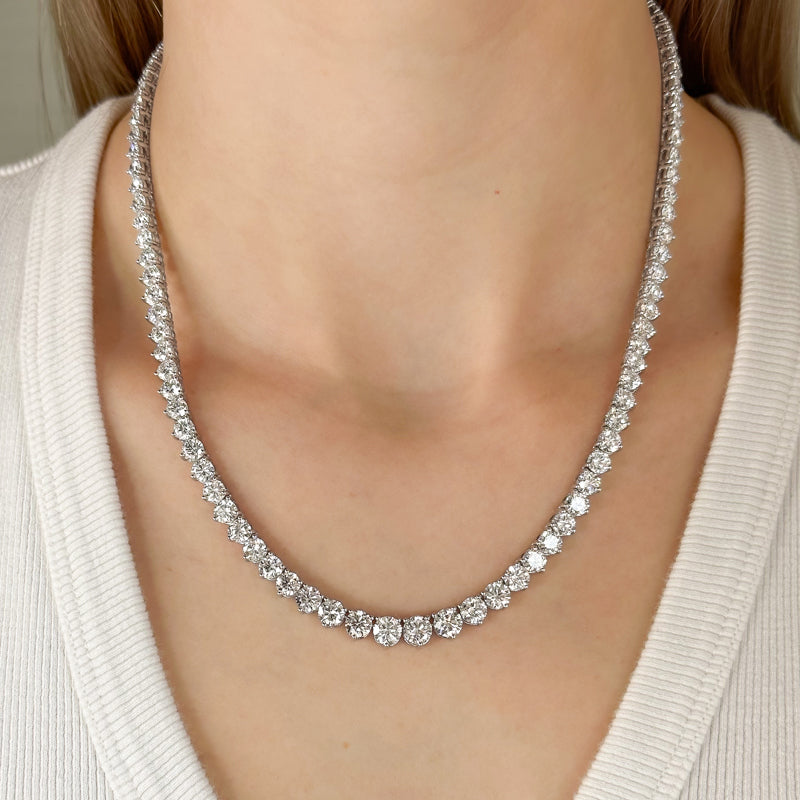 Graduated Riviera Round Lab Grown Diamond Tennis Necklace — MET-WN-0043 — source LGWFN0069-neck.jpg