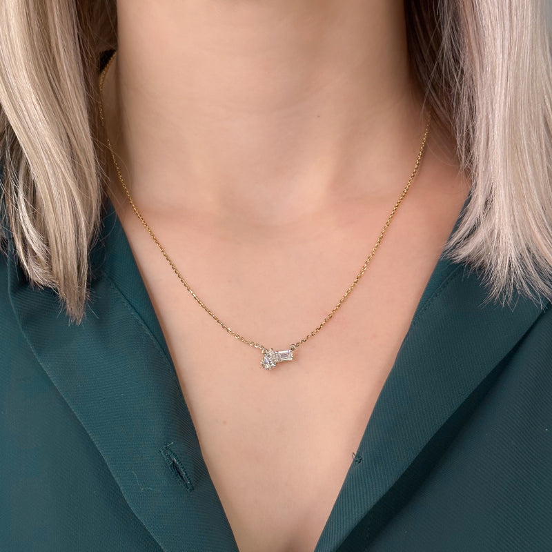 Linear Toi et Moi Pear and Emerald Cut Lab Grown Diamond Necklace (1ctw) — MET-WN-0037 — source LGYFN0012-neck.jpg