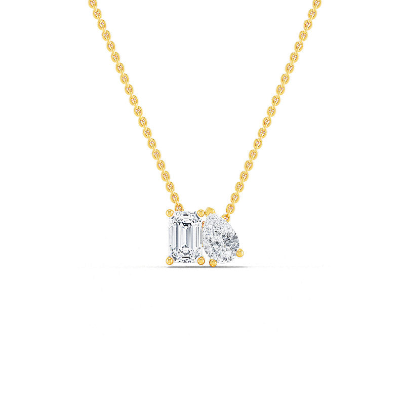 Toi et Moi Pear and Emerald Cut Lab Grown Diamond Necklace (3/4ctw) — MET-WN-0046 — source LGYFN0016-1.jpg