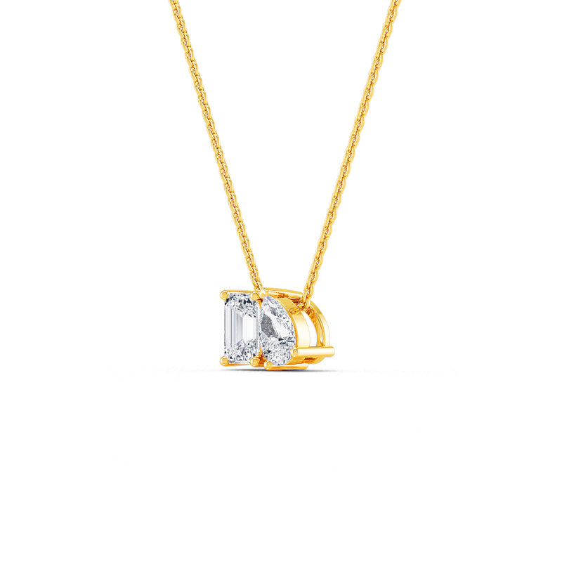 Toi et Moi Pear and Emerald Cut Lab Grown Diamond Necklace (3/4ctw) — MET-WN-0046 — source LGYFN0016-2.jpg