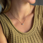 Toi et Moi Pear and Emerald Cut Lab Grown Diamond Necklace (3/4ctw) — MET-WN-0046 — source LGYFN0016-hand.jpg