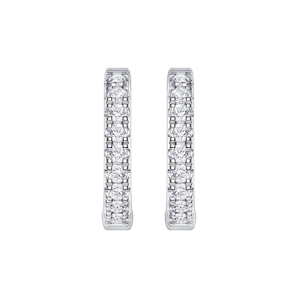 14K white gold lab-grown diamond huggie hoop earrings | MET-RE-0001