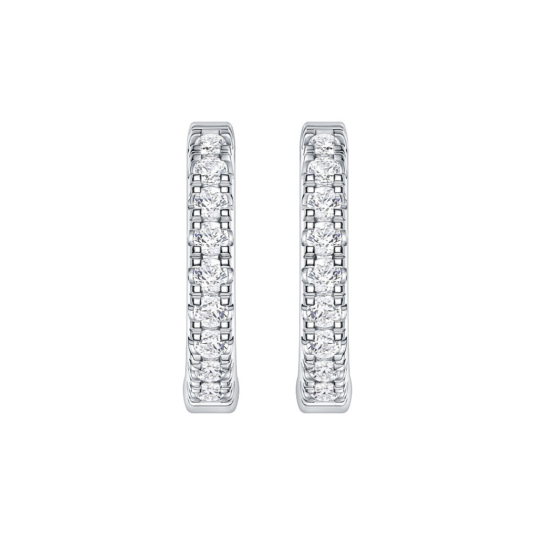 14K white gold lab-grown diamond huggie hoop earrings | MET-RE-0001