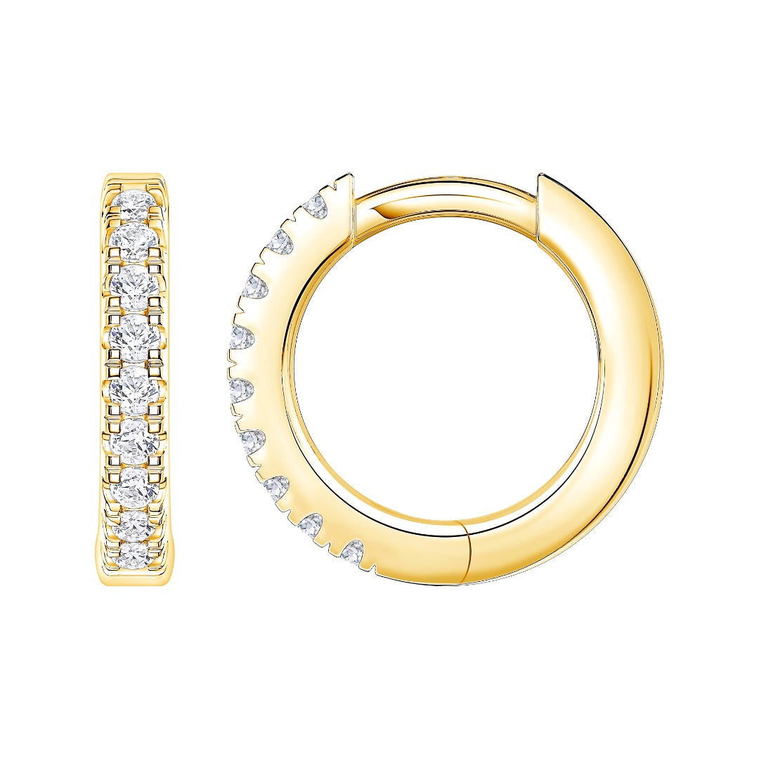 14K yellow gold lab-grown diamond huggie hoop earrings | MET-RE-0001