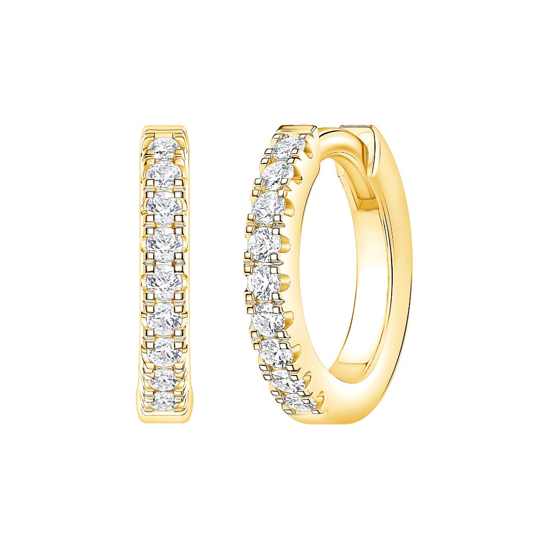 14K yellow gold lab-grown diamond huggie hoop earrings | MET-RE-0001