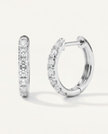 12 mm white gold lab-grown diamond hoop earrings, front and side view | MET-RE-0002