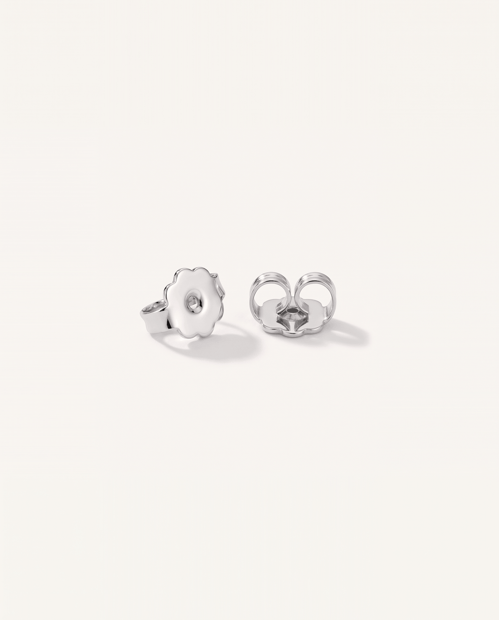 Round lab-grown diamond stud earrings in white gold, rear view with push-back fittings | MET-RE-0004-M04