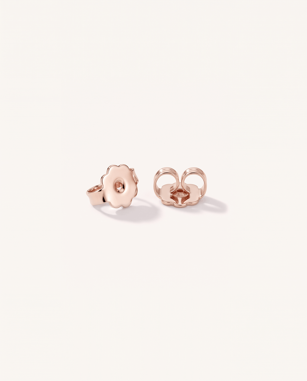 Round lab-grown diamond stud earrings in rose gold, rear view with push-back fittings | MET-RE-0004-M09