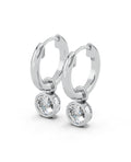 Bezel-Set Lab-Grown Diamond Dangle Huggie Earrings in white gold, view 1 | MET-RE-0009-M01